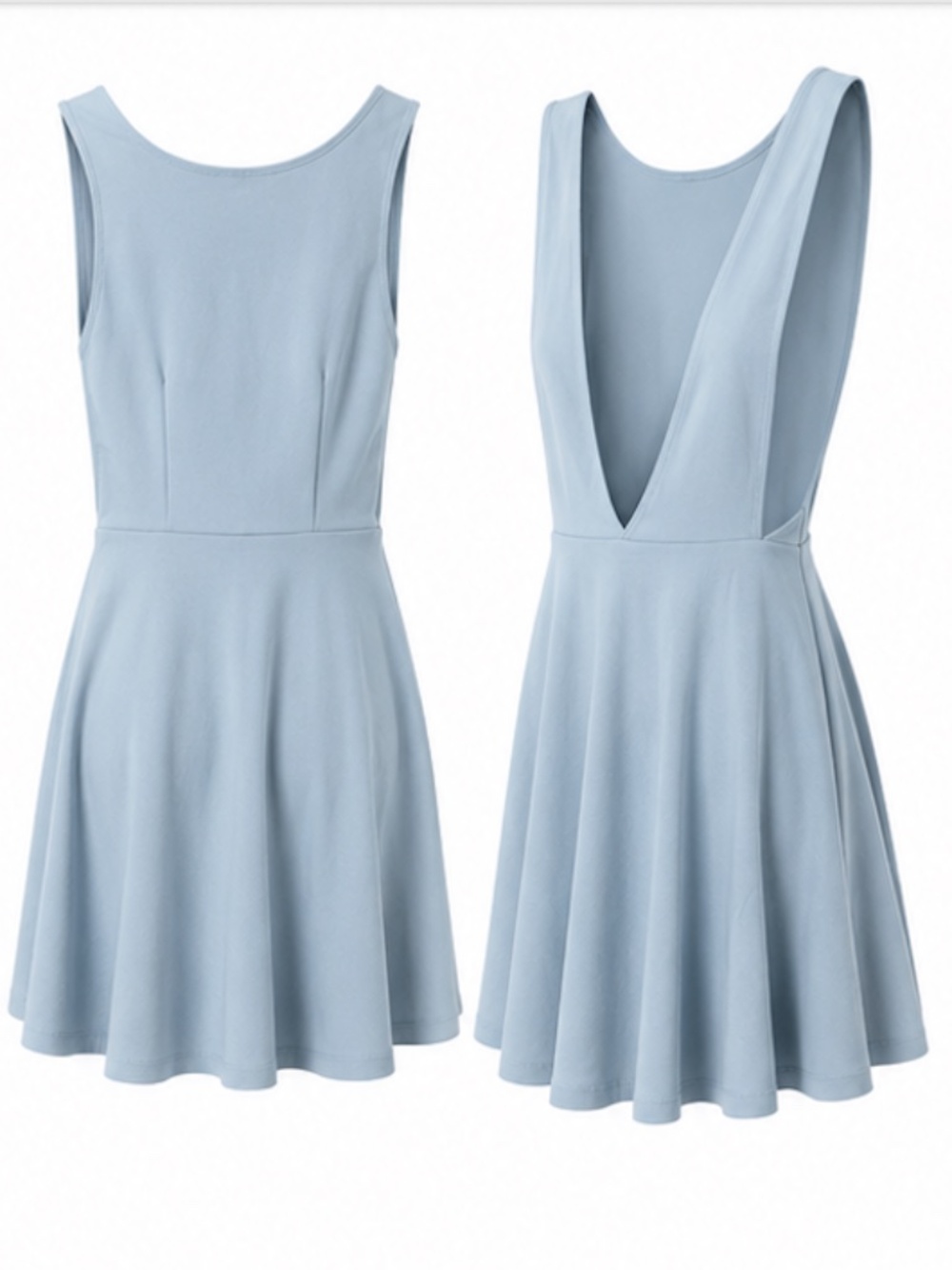 American Apparel Deep V Skater Dress Light Blue XS Brand New